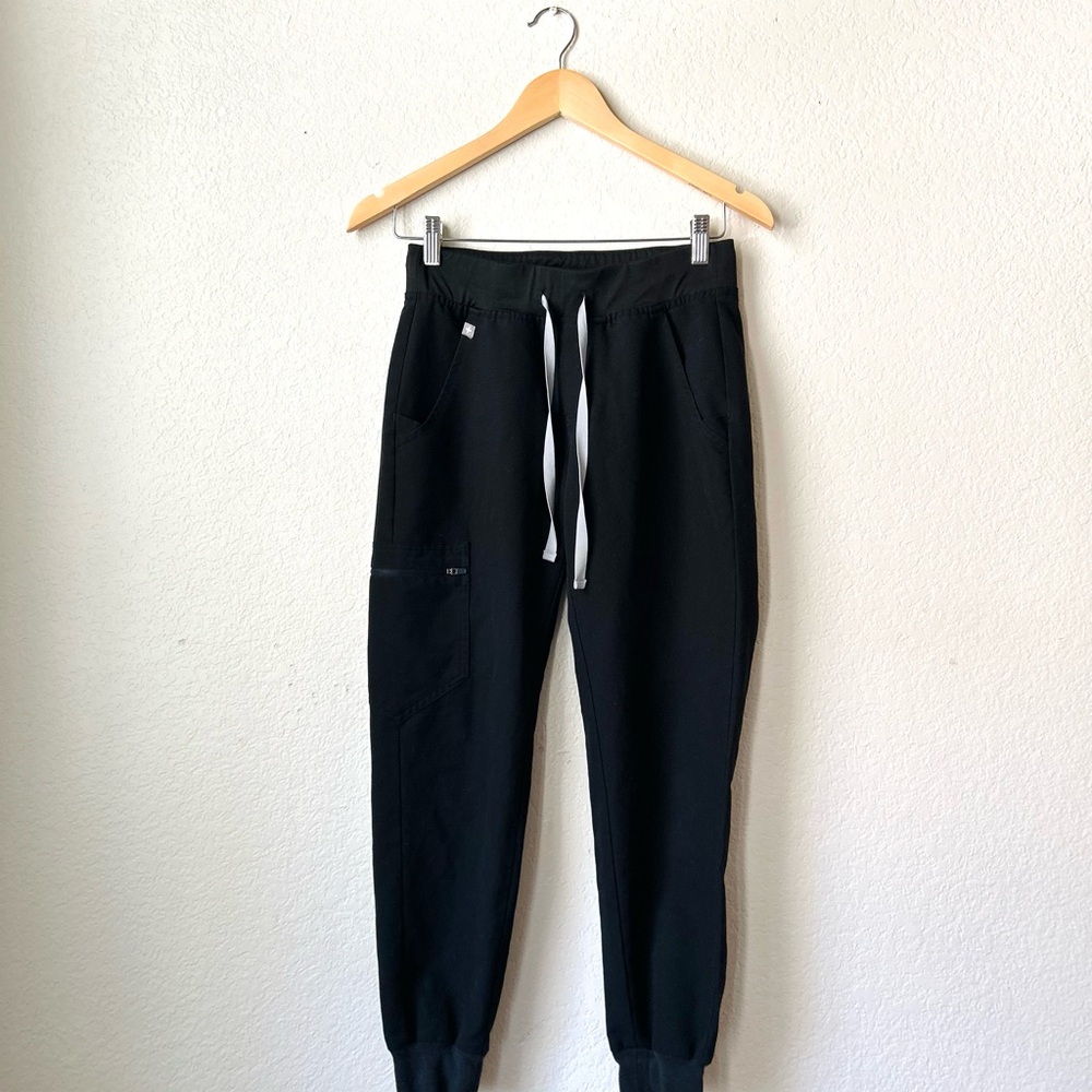 Figs Zamora Black Jogger Scrubs with Drawstring 6 Pockets Size XS